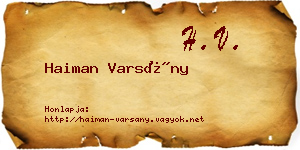 Haiman Varsány névjegykártya